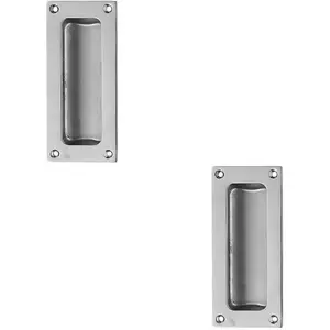 2x Recessed Sliding Door Flush Pull 102 x 45 10.5mm Depth Polished Chrome