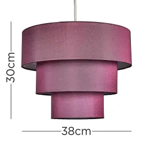 ValueLights Vermont 3 Tier Purple Faux Silk Ceiling Pendant Light Shade