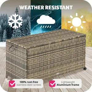 Storage Box - aluminium frame, rattan weave, 117 x 54 x 64 cm - nature