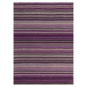 Melrose Mubai Stripe Wool Made Berry Area Rug 160/230cm