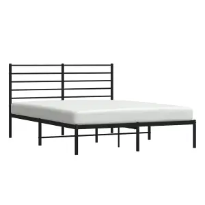 Berkfield Metal Bed Frame with Headboard Black 150x200 cm 5FT King Size