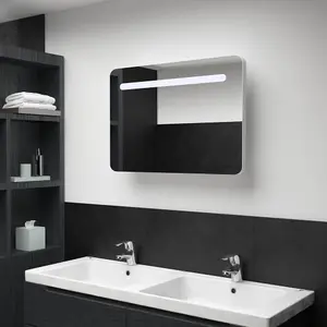 Berkfield LED Bathroom Mirror Cabinet 80x9.5x55 cm