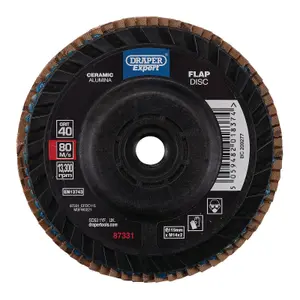 Draper Expert Ceramic Flap Disc, 115mm, M14, 40 Grit 87331