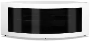 Centurion Supports PANGEA Gloss White Curved Tru-Corner Black Beam-Thru Doors up to 50" TV Cabinet