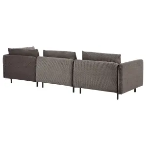 Left Hand Modular Jumbo Cord Corner Sofa Brown EGERIS