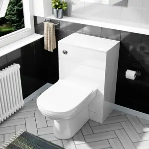 Nes Home 500mm Modern WC Unit & D Shape Back To Wall Toilet With Cistern