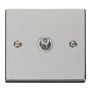 Polished Chrome Satellite Socket 1 Gang - White Trim - SE Home