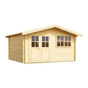 Lasita Osland Isar 34mm Traditional Log Cabin - 3.8m x 3.8m - Apex Roof Garden Building