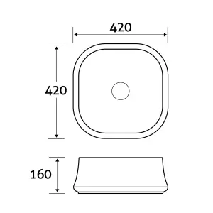 Pandora Gloss White Ceramic Rounded Counter Top Basin (W)420mm