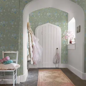 Shabby Chic by Rachel Ashwell Wild Flower Sage Floral Wallpaper