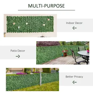 Outsunny Artificial Leaf Hedge Panel Garden Fence Privacy Screen on Roll 1m x 3m