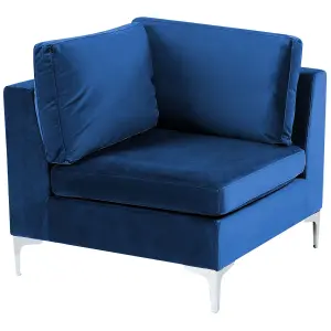 6 Seater U-Shaped Modular Velvet Sofa with Ottoman Blue EVJA