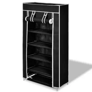 Fabric Shoe Cabinet with Cover 58 x 28 x 106 cm Black