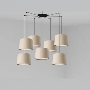 Luminosa Samba Black, Beige Pendant Suspension Pendant Lamp 7 Light