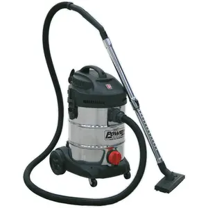 1400W Industrial Wet & Dry Vacuum Cleaner - 30L Stainless Steel Drum - 230V