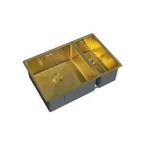 Kersin Elite Brushed Gold Undermounted 1.5 Bowl Sink (W) 670 x (L) 440mm