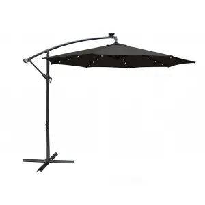 Apollo Banana Cantilever Parasol with Built in LED Lights Black