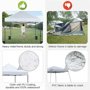 Yaheetech White 3x3m Heavy Duty Pop Up Gazebo