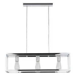 Luminosa Industrial And Retro Hanging Pendant Chrome 3 Light , E27