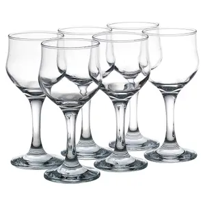 Queensway Home & Dining Height 16cm Set of 6 Stemmed Red Wine Liquor Glasses Clear Dishwasher Safe Boxed Set