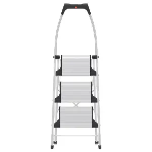 Hailo K100 Topline Aluminum Comfort Step Ladder - 3 Tread