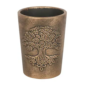 Antique Bronze Effect Terracotta Plant Pot - Tree of Life