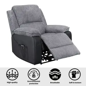 WestWood Fabric Leather Electric Recliner Single Sofa Reclining Armchair Foot Rest Grey