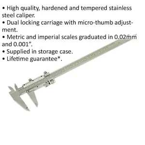 300mm Vernier Calipers - Hardened & Tempered - Dual Locking Carriage - Case