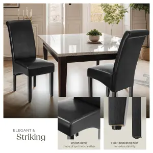 Dining Chair - ergonomic seat shape, high backrest, padded, faux leather - black