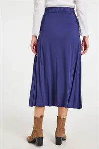 Bonmarche Navy Plain Midi Jersey Skirt With Pocket Detail, Size: 10