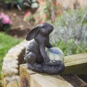 Solar Powered Outdoor Light Hare Statue LED Garden or Patio Ornament