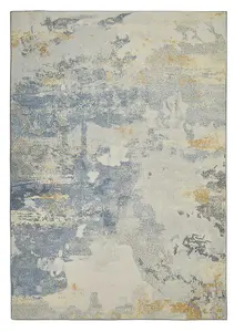 Grey Yellow Abstract Polyester Modern Soft Bedroom, LivingRoom Rug - 160cm X 230cm