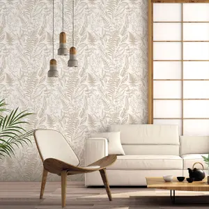 Galerie Into The Wild Beige Botanical Leaf Wallpaper Roll