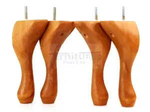 QUEEN ANNE WOODEN LEGS GOLDEN OAK STAIN 150mm HIGH SET OF 4 REPLACEMENT FURNITURE FEET CHAIRS SOFAS FOOTSTOOLS M10 (10mm)