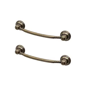 DecorAndDecor - HEWN Antique Brass Antique Country Kitchen Cabinet Drawer Cupboard Furniture Pull Door Handles - 96mm - Pair