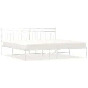 Berkfield Metal Bed Frame with Headboard White 200x200 cm