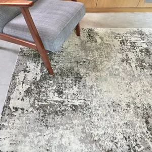 Grey Abstract Modern Easy to Clean Abstract Rug For Dining Room Bedroom And LivingRoom-80 X 240cm (Runner)