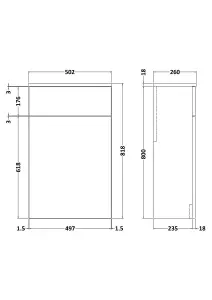 Compact Floor Standing WC Toilet Unit - 500mm - Charcoal Black