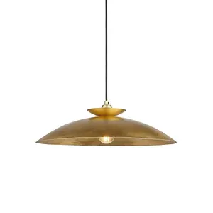 Luminosa Livorno Dome Pendant Ceiling Light Hammered Brass, Brass Plate