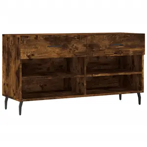 Berkfield Shoe Bench Smoked Oak 102x35x55 cm Engineered Wood