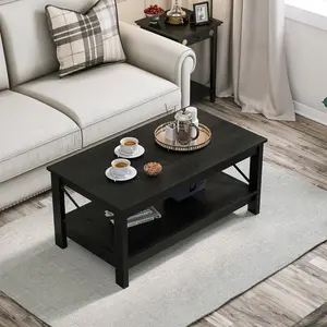 O'Kean 4 Legs Coffee Table with Storage Black / Black