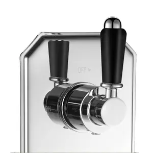 ENKI Regent Chrome Black Traditional Crosshead Single Outlet Brass Thermostatic Twin Shower Valve TSV031