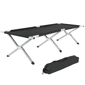 4 camping beds made of aluminium - black