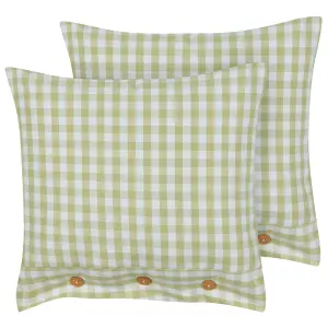 Set of 2 Cushions TALYA 45 x 45 cm Checked Olive Green