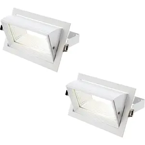 2 PACK Fully Adjustable Ceiling Downlight - 35W Cool White LED - Matt White