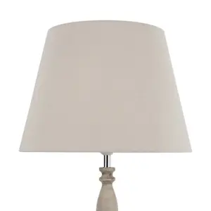 First Choice Lighting Set of 2 Grey Wash Wood Effect 59cm Table Lamps with And Grey Cotton Shade