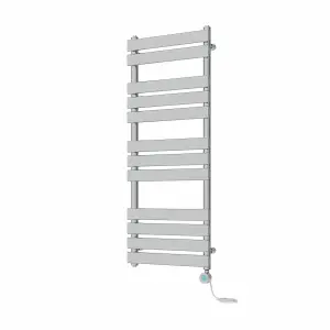 Rinse Bathrooms 1200x500mm Chrome Flat Panel Electric Heated Towel Rail Thermostatic Timer Bathroom Towel Radiator 600W