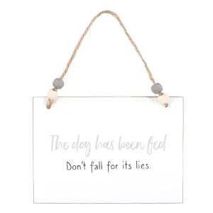 Something Different Dog Has Been Fed Hanging Sign White/Brown (One Size)