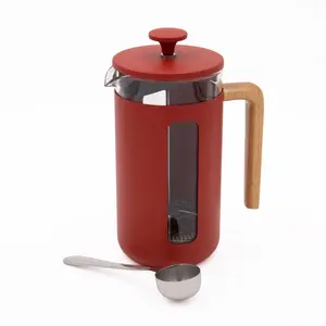 2pc Cafetière Set with Pisa 8-Cup Red Cafetière and Stainless Steel Coffee Measuring Scoop