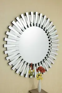 MirrorOutlet Sunburst All Glass Stylised Decorative Mirror 120 x 120